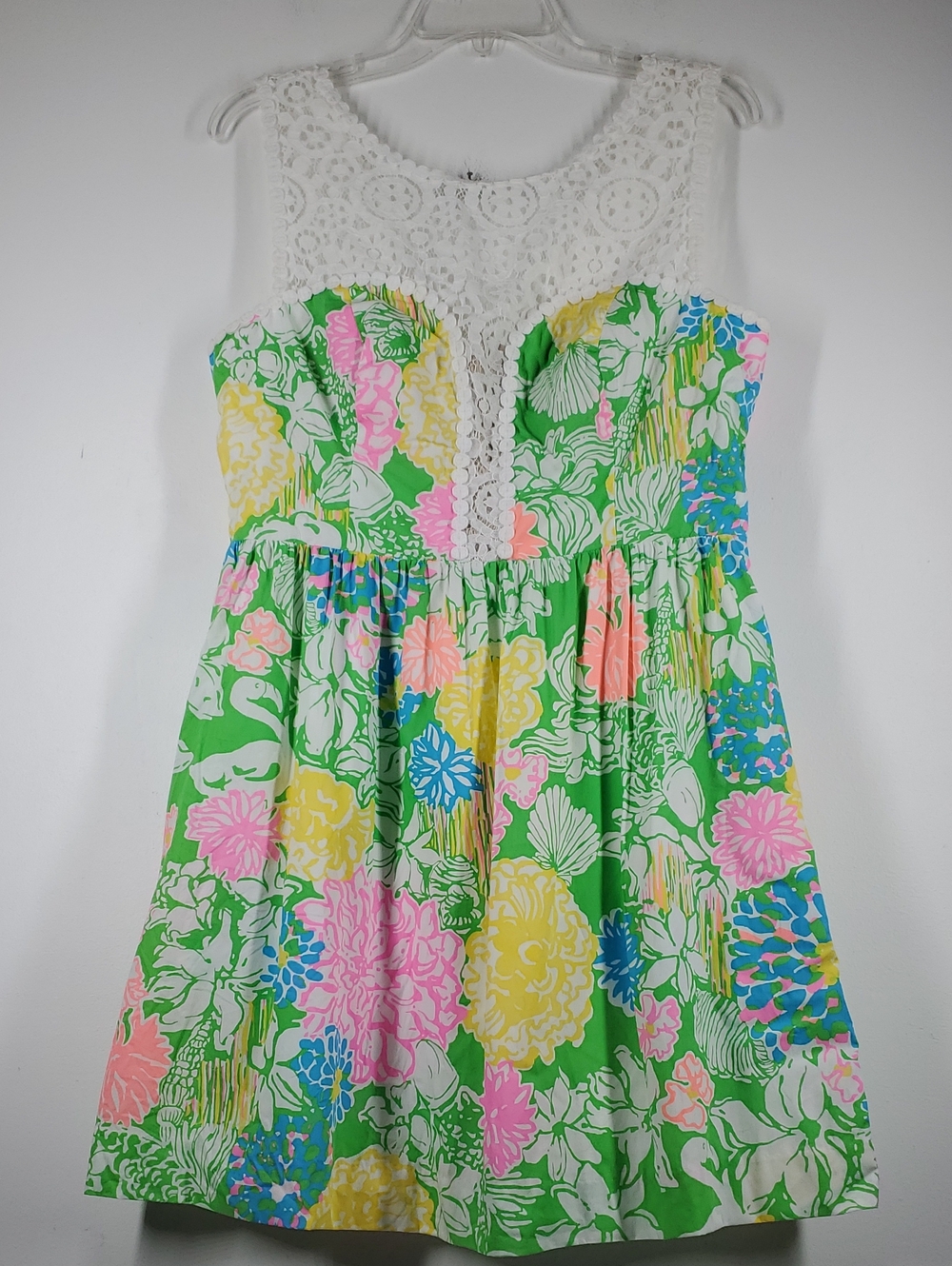 Lilly Pulitzer Floral Lace Sleeveless Sundress Tropical Resort Dress Women 10